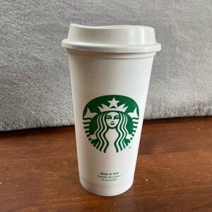 STARBUCKS Reusable Grande 16 OZ Plastic Coffee Tea Hot Cup Mug Tumbler w/ Lid